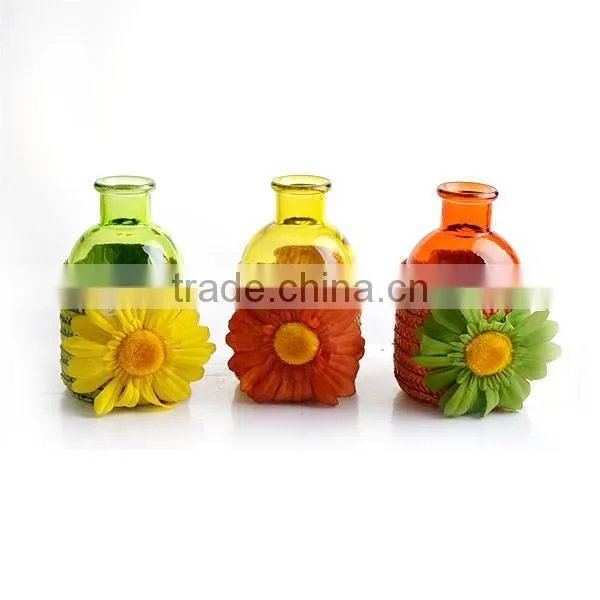 bud silk cloth 4colorful machine made glass mason jar vase