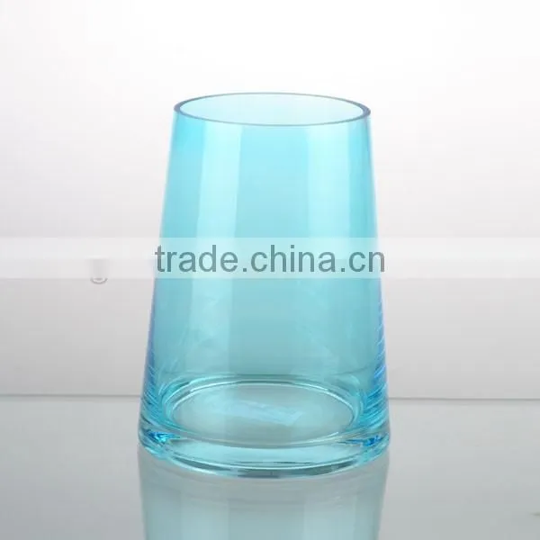 hand made cute mini blue glass vase home decor