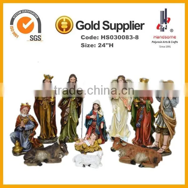 9''H resin religious nativity set