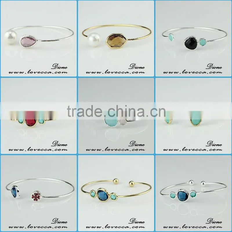 Fashion jewelry gold/silver plated bezel stone natural various design glass gemstone bezel pendant
