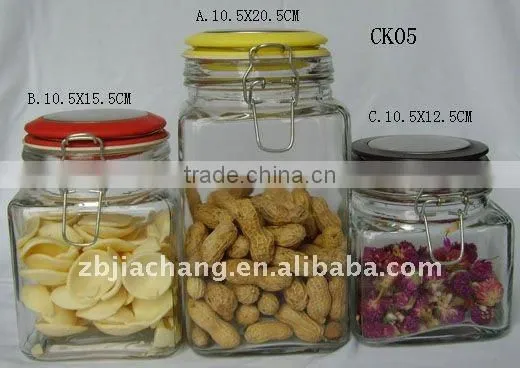 Hot sell- Airtight clear airtight glass jar with metal clip