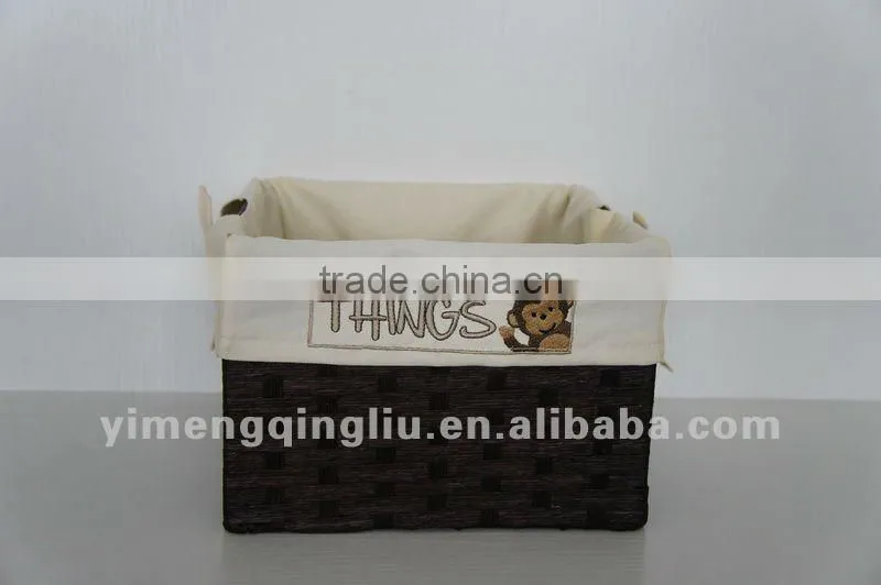 brown storage basket with lining
