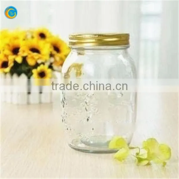 300ML/500ML/1L bluk clear wholesale glass jars with screw slink lid for jam honey for kitchenware