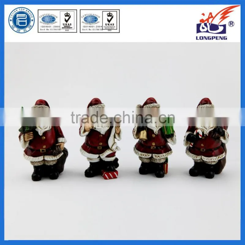 Polyresin Christmas Mini Ornament Santa Claus Figure Set