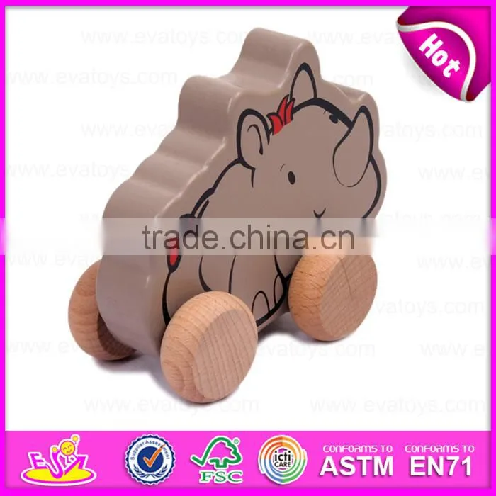 2015 Funny Kids Pull String Karting Toy,Dog design Children Wooden Scrat Pull Toy,Christmas wooden pull and push toy WJ276115