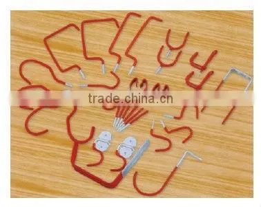 Heavy Duty 30 Piece Set of Assorted Wall Mounted Metal Storage Hooks for Hanging (Red) / Garage Storage Vinyl Coated Hook