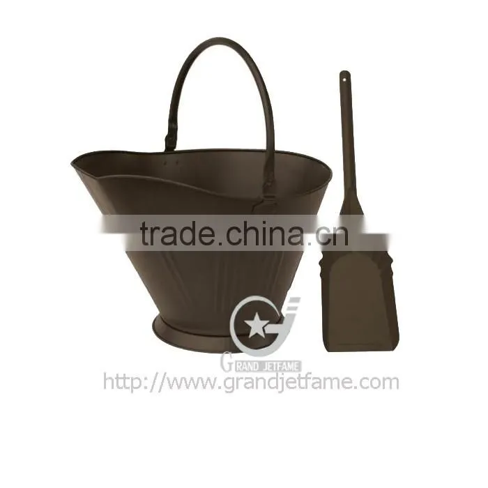 fireplace accessory metal black coal bucket