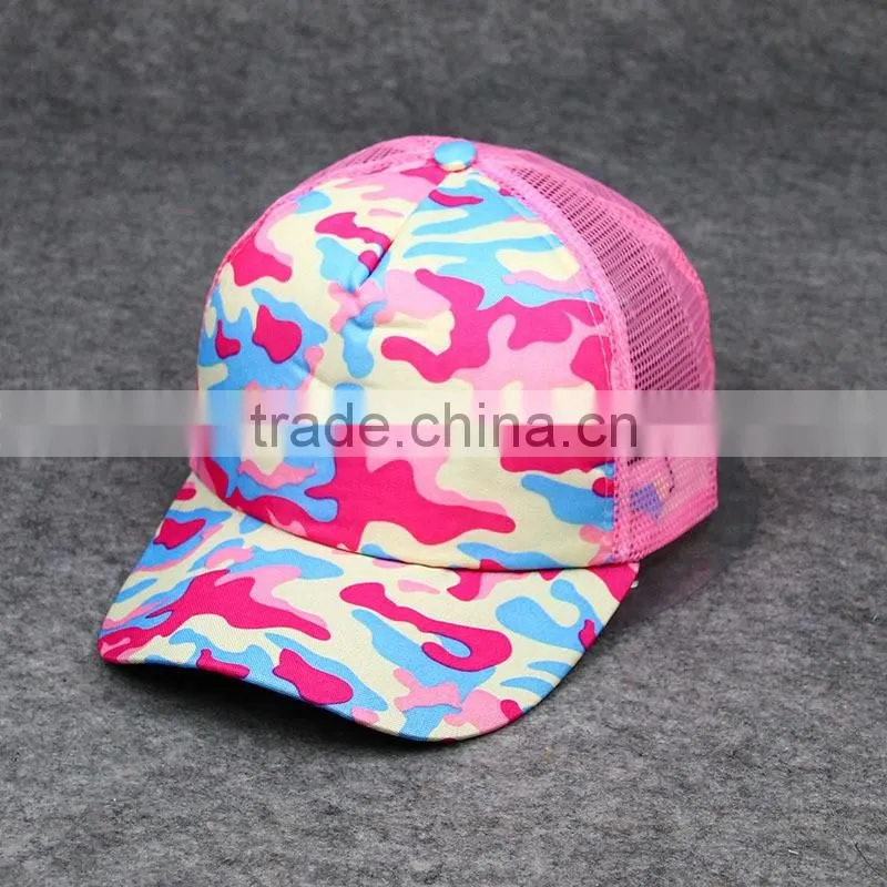 Cool Unisex Baseball Mesh Cap Fashion 6 Panel Camouflage Mesh Trucker Cap
