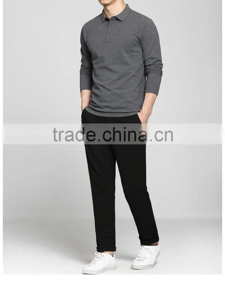 100% cotton long sleeve mens slim fit printing embroidery plain blank polo t-shirt