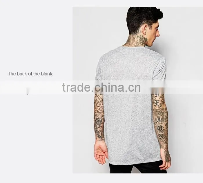 Blank Bamboo Leather Pocket Men Longline T Shirt