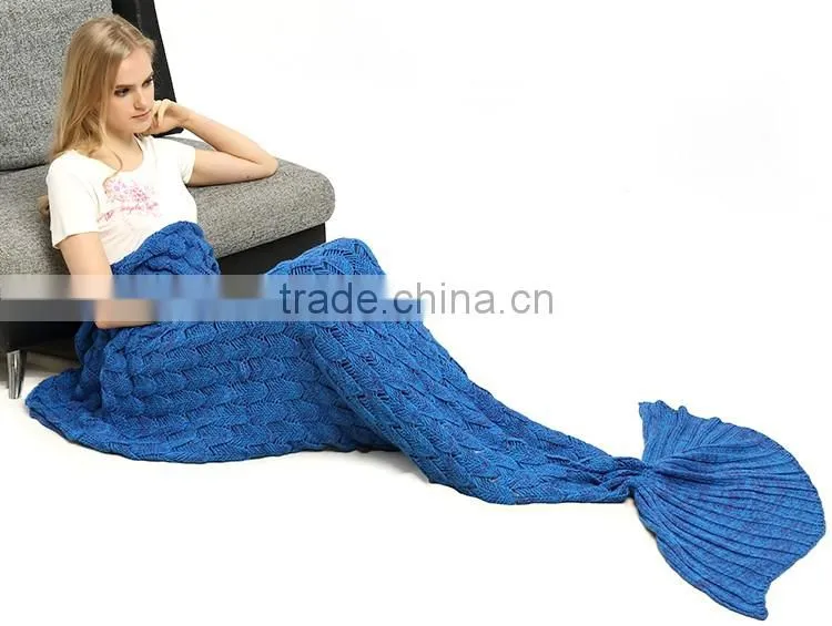 Soft Acrylic Adult Kids Mermaid Tail Blanket With Scale