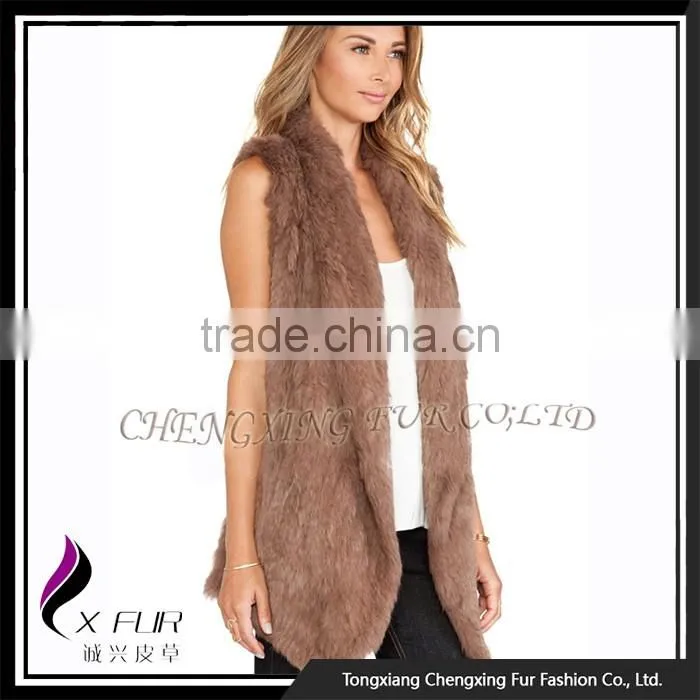 CX-G-B-271C Rex Rabbit Fur Flower Elegant Women Fur Fashion Girl Waistcoat