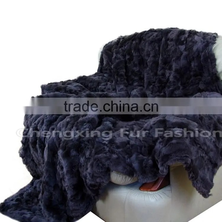 CX-D-03A Hotel Rugs Patchwork Real Rabbit Fur Animal Fur Bedding Set Fur Rug