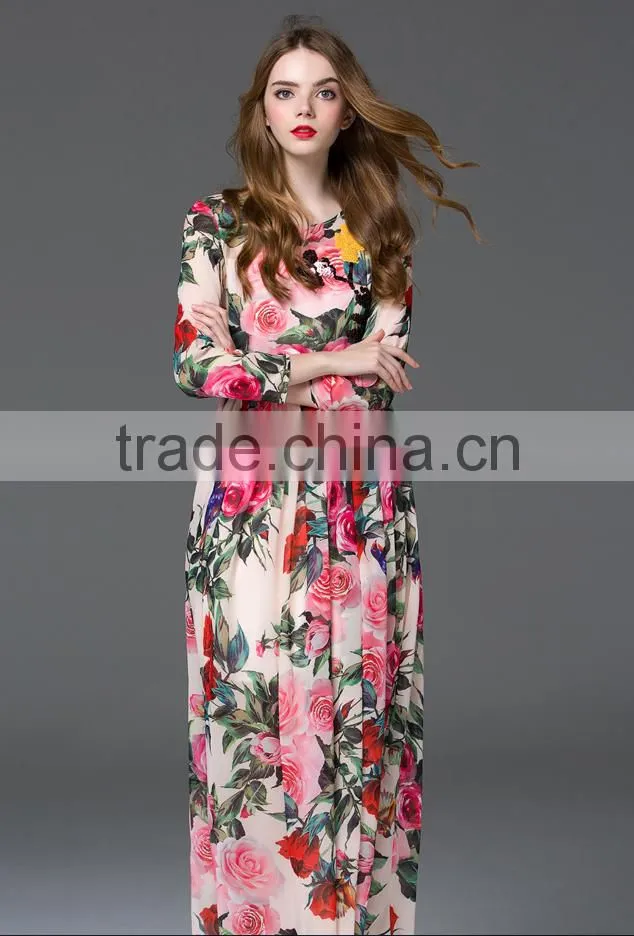 High quality hot selling women's printing elegant long dress