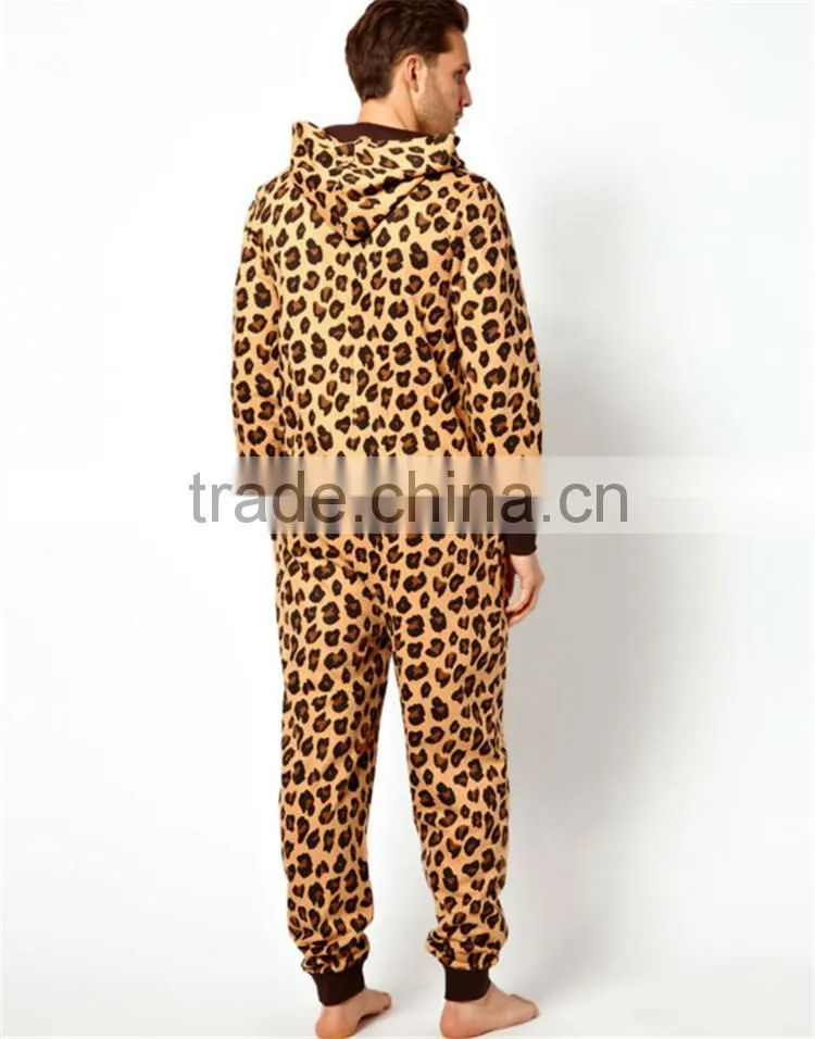 PA0005A adult leopard print wholesale adult onesie pajamas