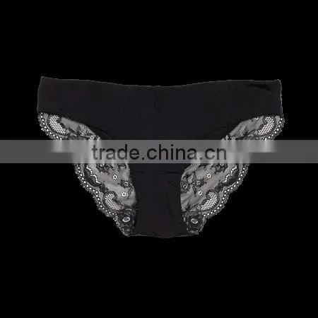Mass style solid black moda/spandex briefs women underwear