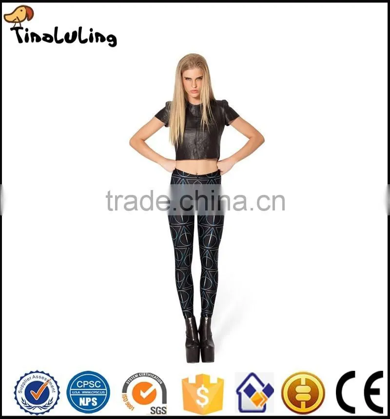 New 2017 DEATHLY HALLOWS LEGGINGS Fashion Women punk Leggings Geometry print Pants 2017