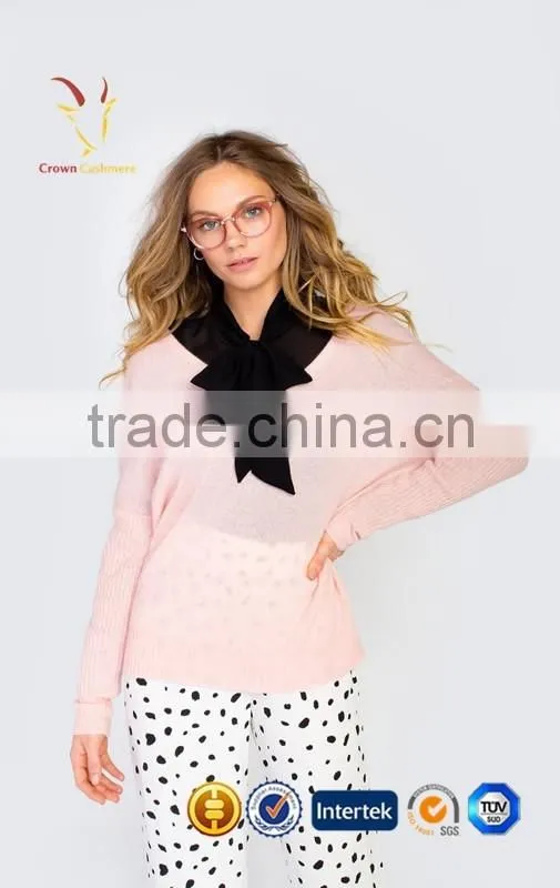 Women Pink Cashmere Pullover Sweater 2016