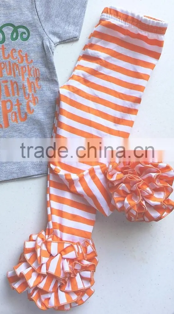 Wholesale Clothing In China,Baby Girls Knitted Cotton Striped Ruffle Pants,Toddlers 95% Cotton 5% Spandex Icing Legging