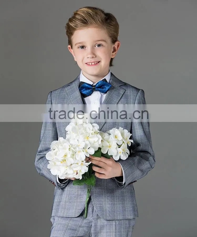 ELPA designer kids clothes 3 piece wholesale check gray boys suits
