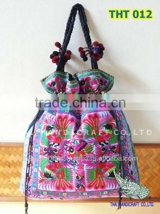 Extra Thai Embroidered HMONG Hill Tribe Tote Bag XL