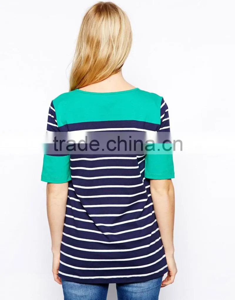 Maternity Exclusive Color Block Breton Stripe Top