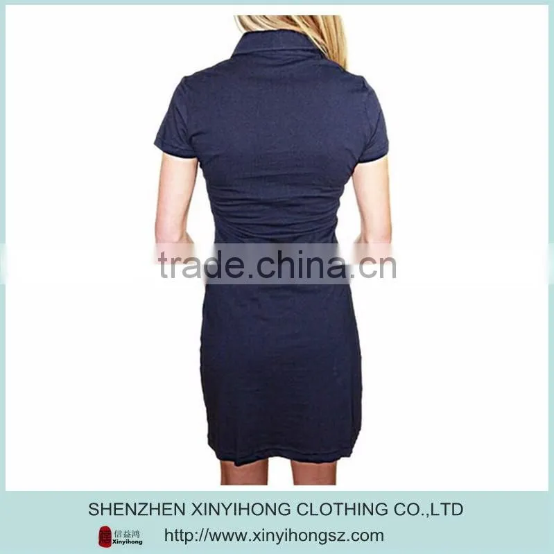 Dry wicking fabric slim fit golf dresses with open-hem sleeve