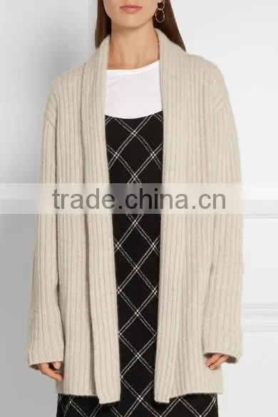 Ladies 2017 new style classic design Ribbed long Knitted Sweater cashmere oversized cardigan