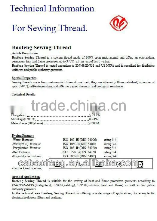 M-aramid Sewing Thread Ne24s/3