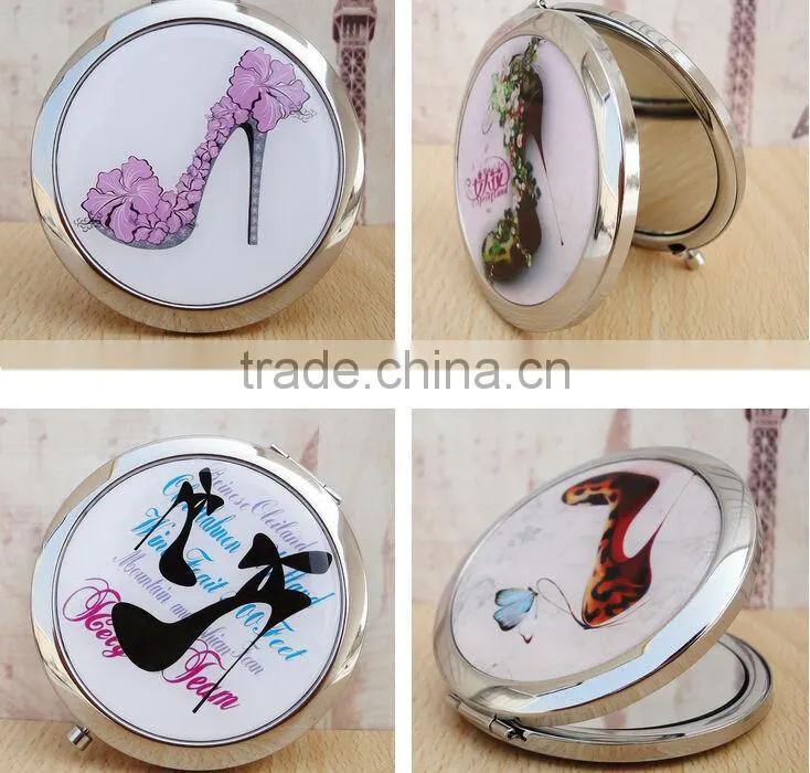 Dubaa Mother of Purple High Heel Shoes Design Double Magnifying Compact Cosmetic Makeup Hand Mirror