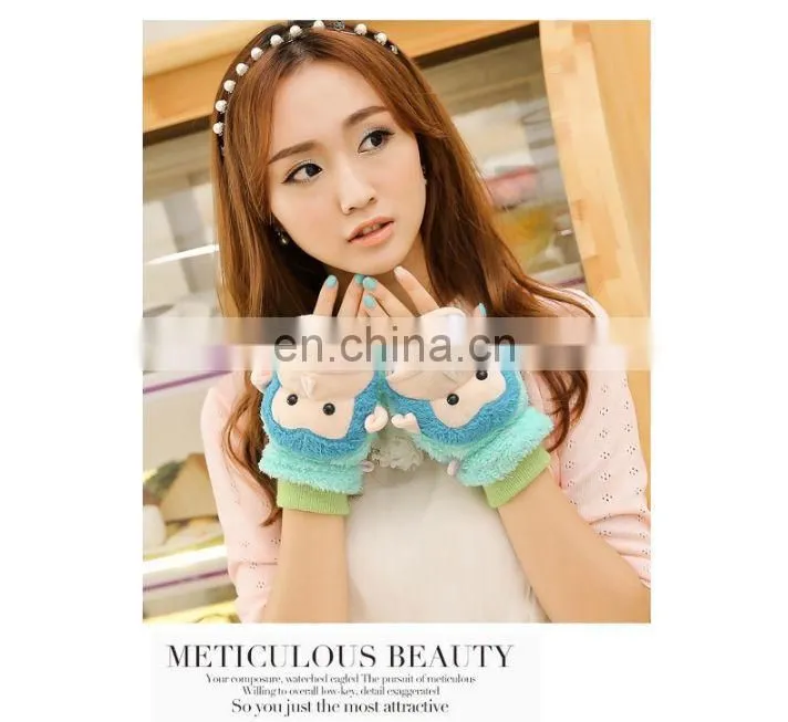 new design useful colorful warm soft women animal gloves the factory