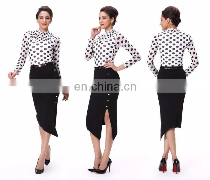 stand collar long sleeve women's polka dot shirt womens blouse