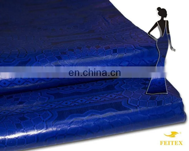 2017 Latest Design Bazin Brocade Styles For Ladies Royal Blue Color African Women Clothing Shadda Brocade Wedding Fabric