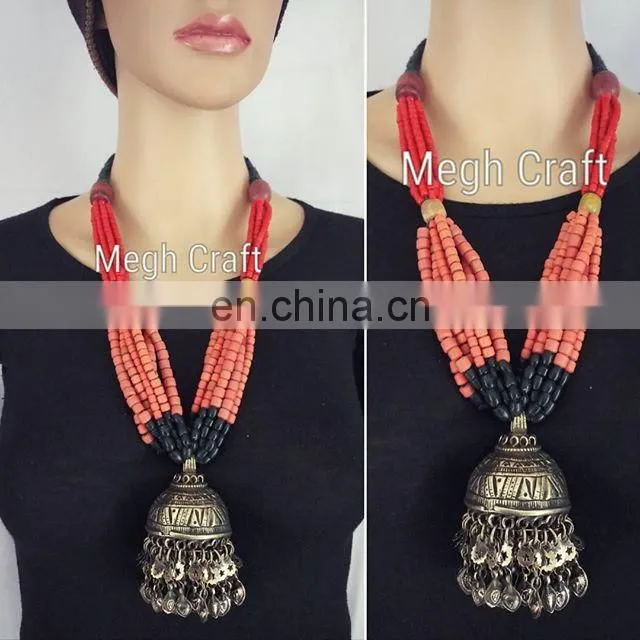 Designer vintage afghani old necklace set -1960s Vintage coin afghan necklace , Tribal bellydance set, Afghani Bohemian set