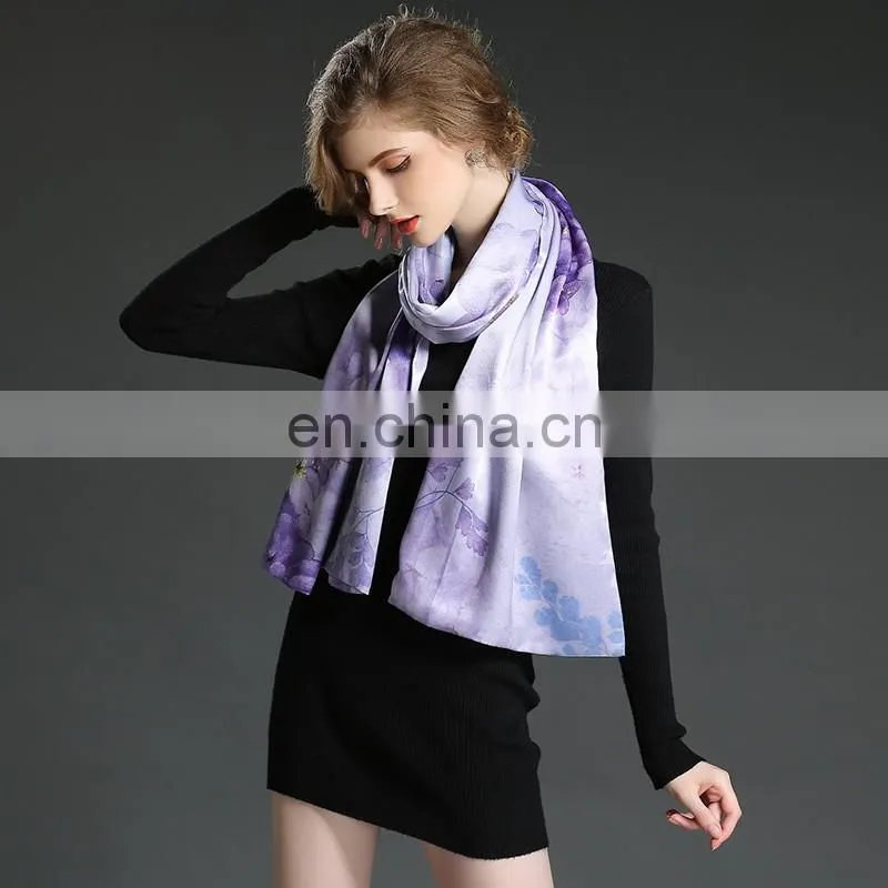 The high quality silk scarf shawl Double scarf shawl purple