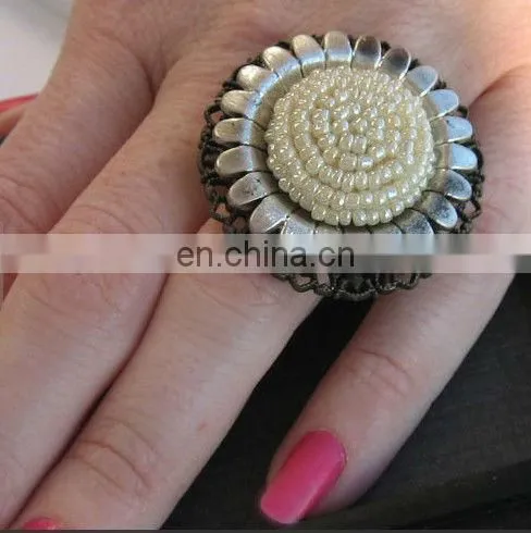Black beads handmade decorative button