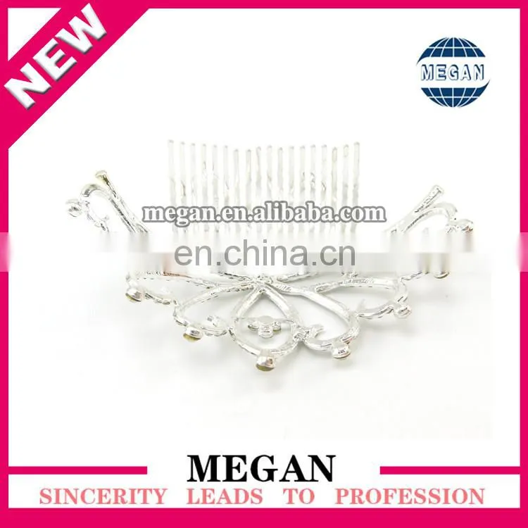 Wholesale Silver Plated Wedding Bridal Tiara Rhinestone Crystal Crown with Hair Comb