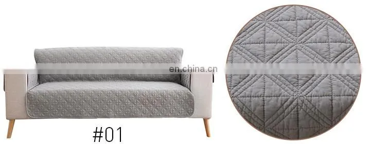 Zhejiang factory checker quilting furniture protector I shape sofa cover