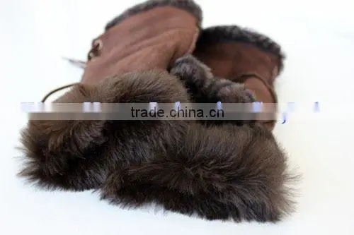 Stock new fashion cheap brown women leather gloves