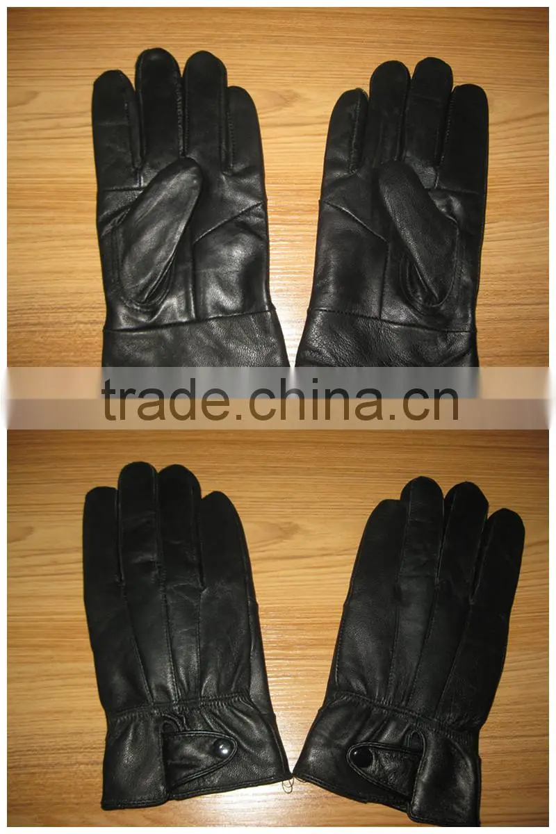 Ladies long black leather gloves sheepskin gloves