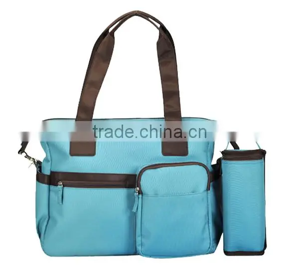 Blue Microfiber Muti Function Baby Diaper with Bottle Bag