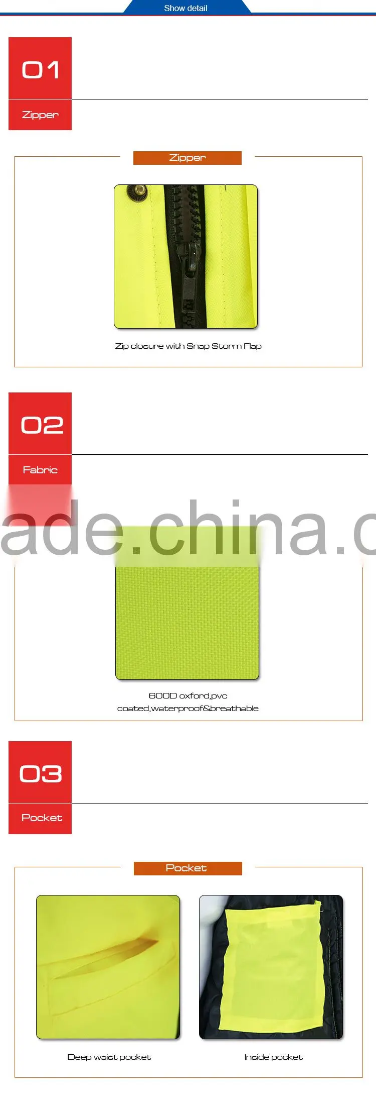 Cheap high visible road safety winter reflective jacket RF071