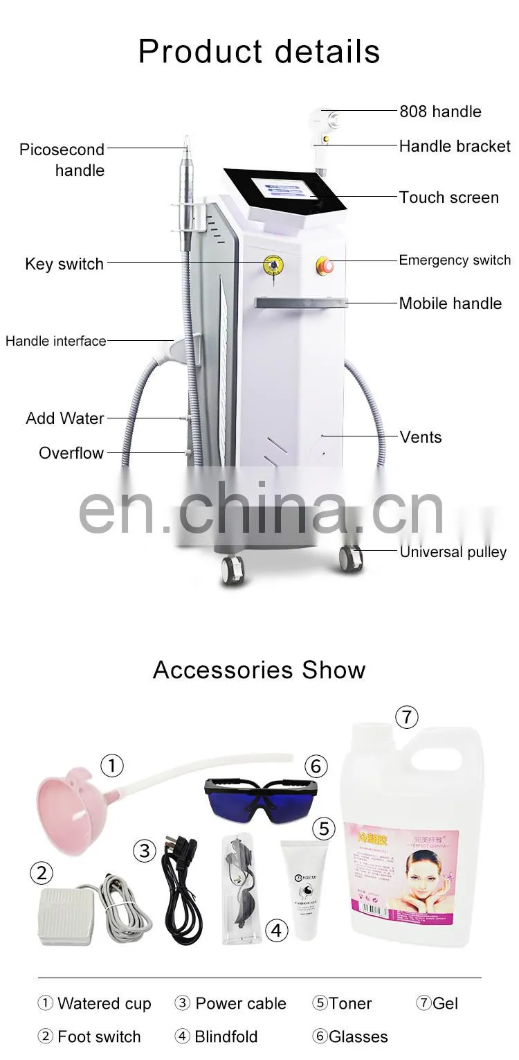 808 Diode Laser Hair Removal Device 755nm Picosecond Laser Skin Rejuvenation Tattoo Removal Black face doll Beauty Equipment