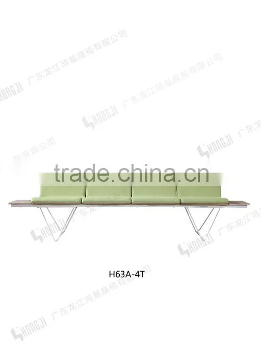 Wooden hotesale hall waiting chair with cushion for airport station H63A-4T-E