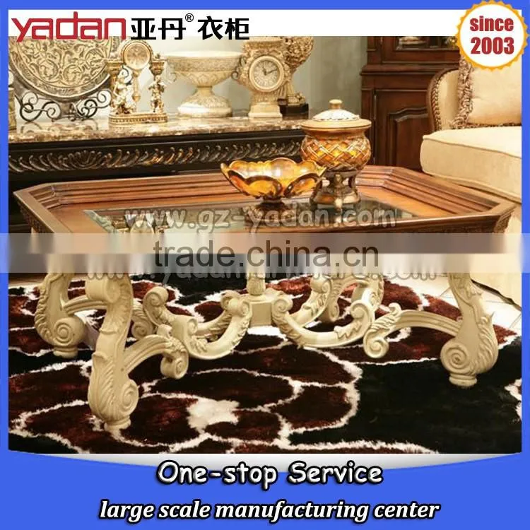 European glass coffee table design, hand carved coffee table, wood tea table