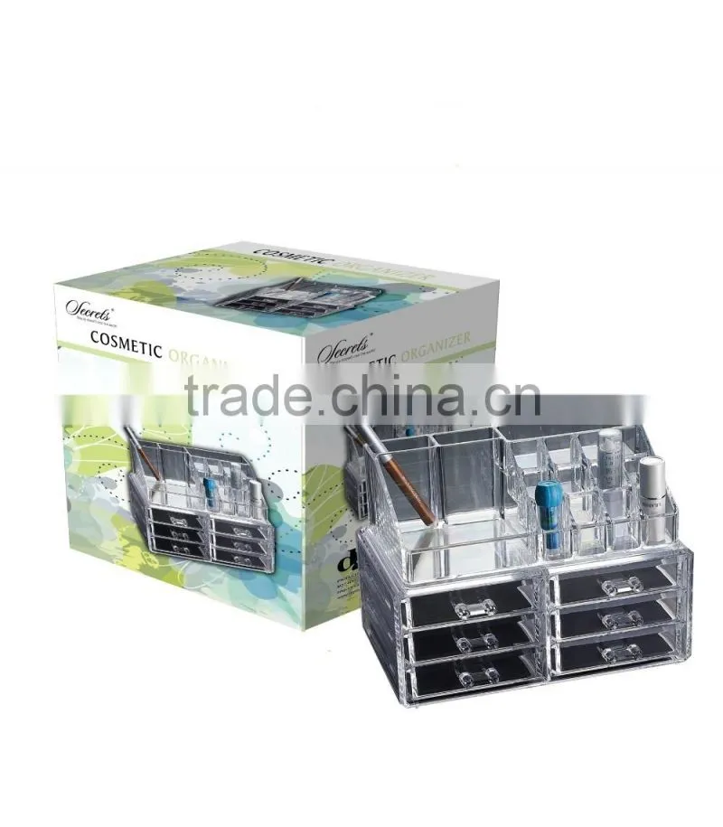 High quality custom clear acrylic makeup organizer with handle