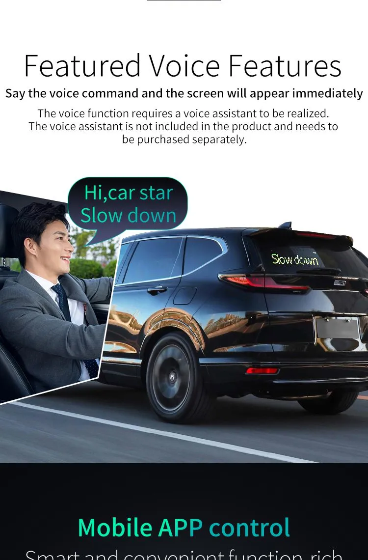 USB Scrolling Message IP65 LED Matrix Panel Light Digital Display Advertising Screen App-Controlled LED Car Sign Board