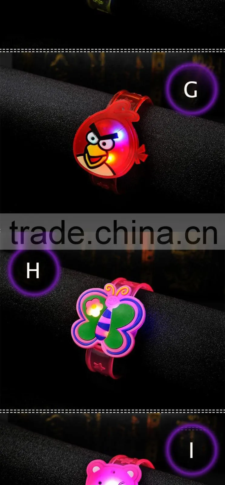 Hot Sell kids Gifts Cartoon Design Printing Flashes Custom LED Bracelet