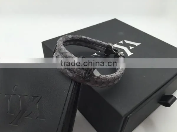 2016 Newest Arrival Hot Selling New Fashion Handmade Bracelet Colorful Python Skin Leather Round