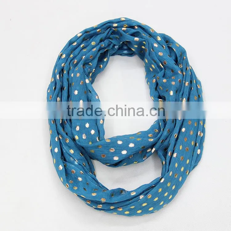 Fashion Women Hijab Shawl Polka Dot Gold Stamping Polyeter Viscose Scarf